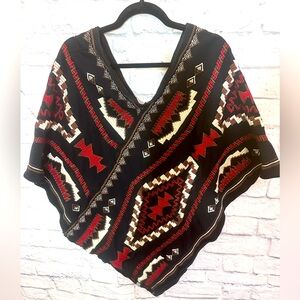 Johnny Was Black Embroidered Poncho Size M